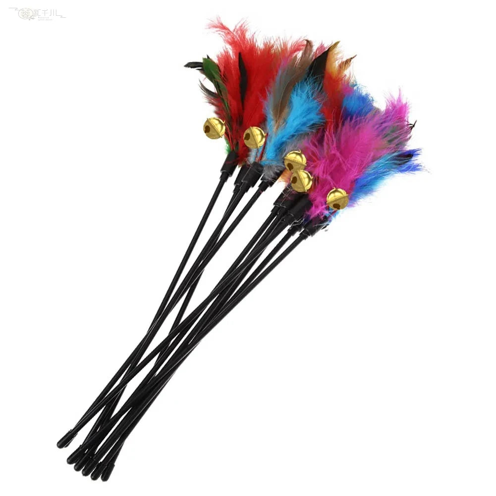 Cat Interactive Wand Colorful Feather Toy