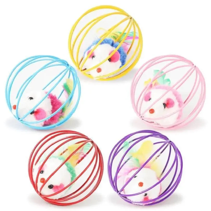 Popular Colorful Mouse in Cage Cat Toy