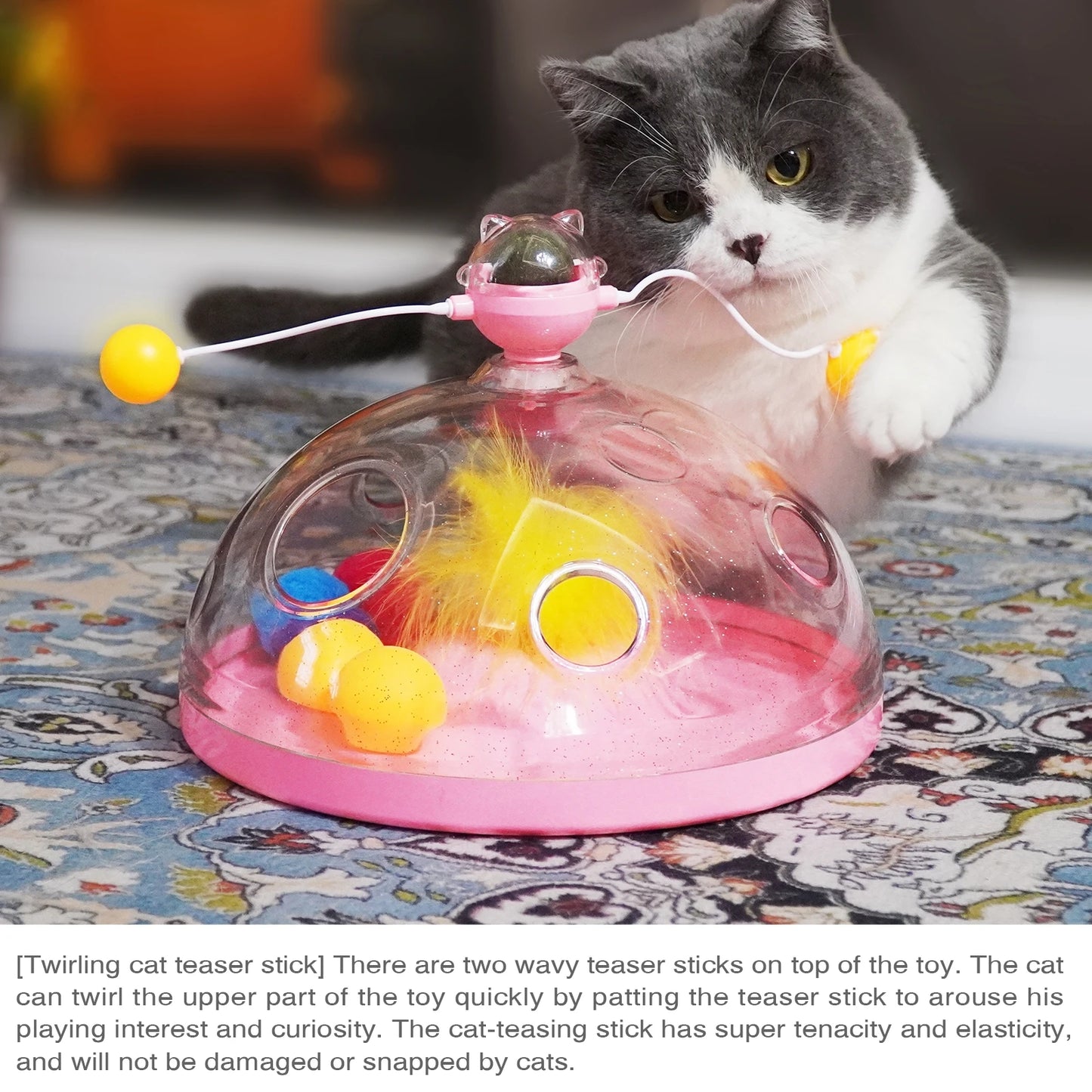 Spinning Track Balls & Feather Teaser Toy