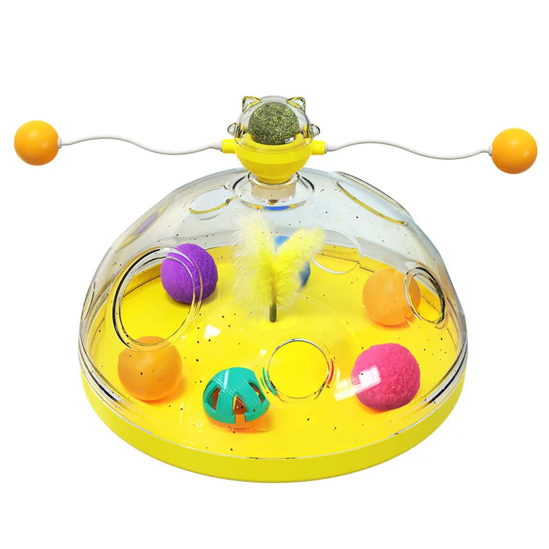Spinning Track Balls & Feather Teaser Toy