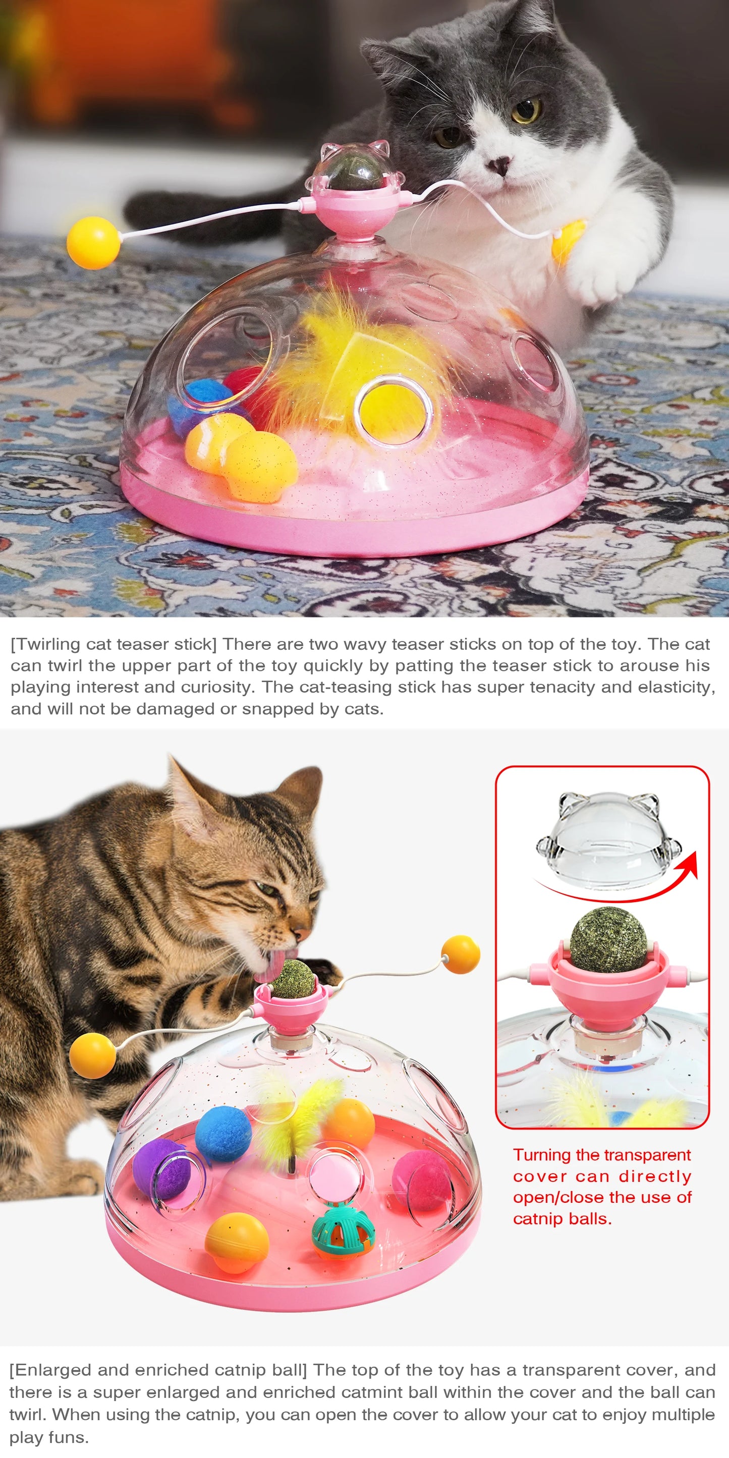 Spinning Track Balls & Feather Teaser Toy