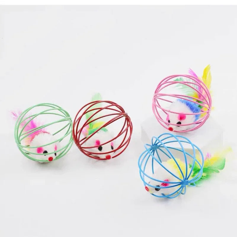 Popular Colorful Mouse in Cage Cat Toy