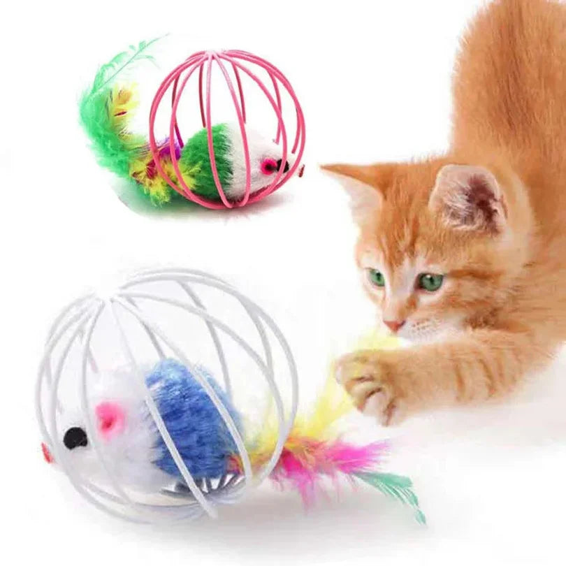 Popular Colorful Mouse in Cage Cat Toy