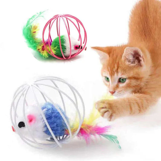 Popular Colorful Mouse in Cage Cat Toy