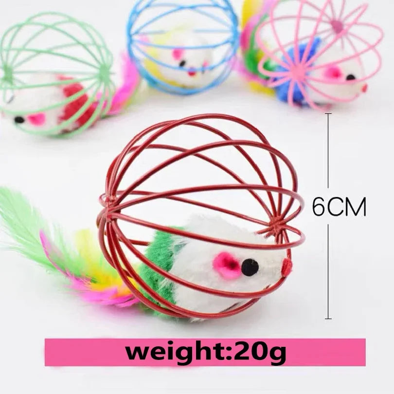 Popular Colorful Mouse in Cage Cat Toy