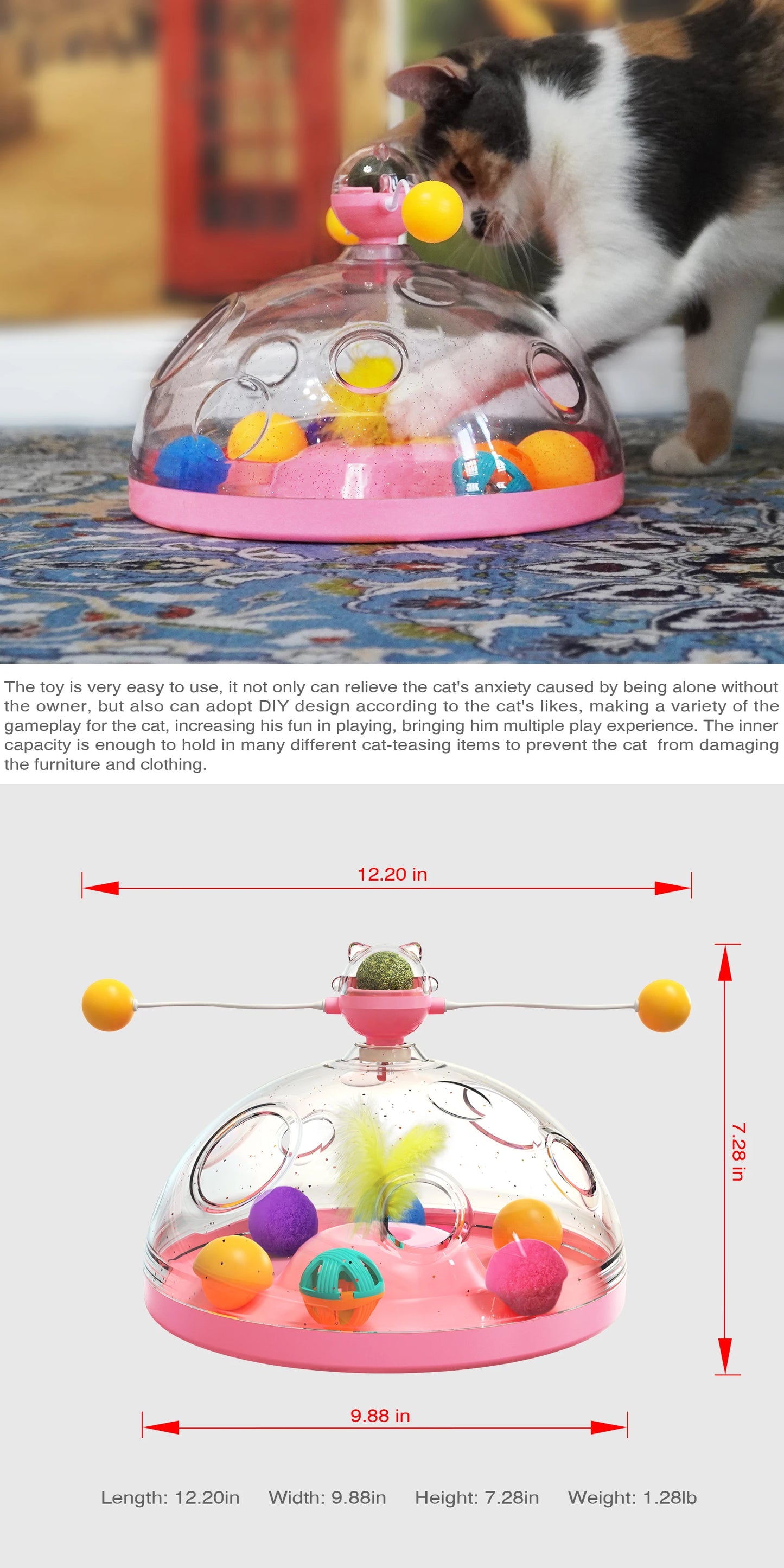 Spinning Track Balls & Feather Teaser Toy