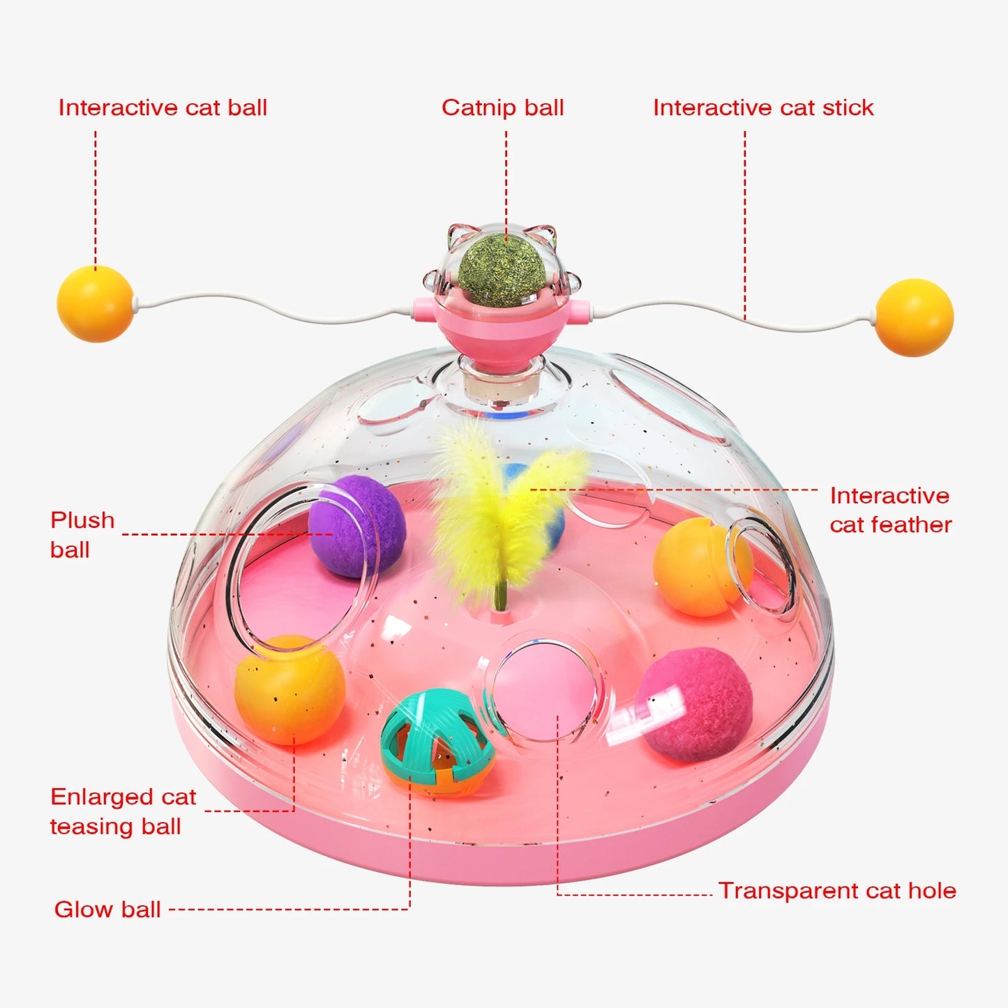Spinning Track Balls & Feather Teaser Toy