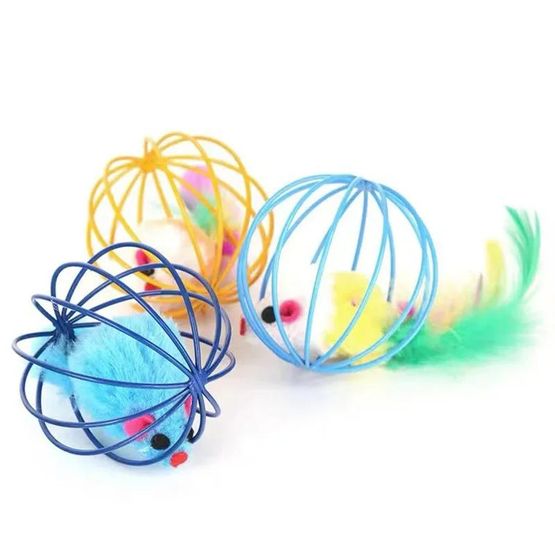 Popular Colorful Mouse in Cage Cat Toy