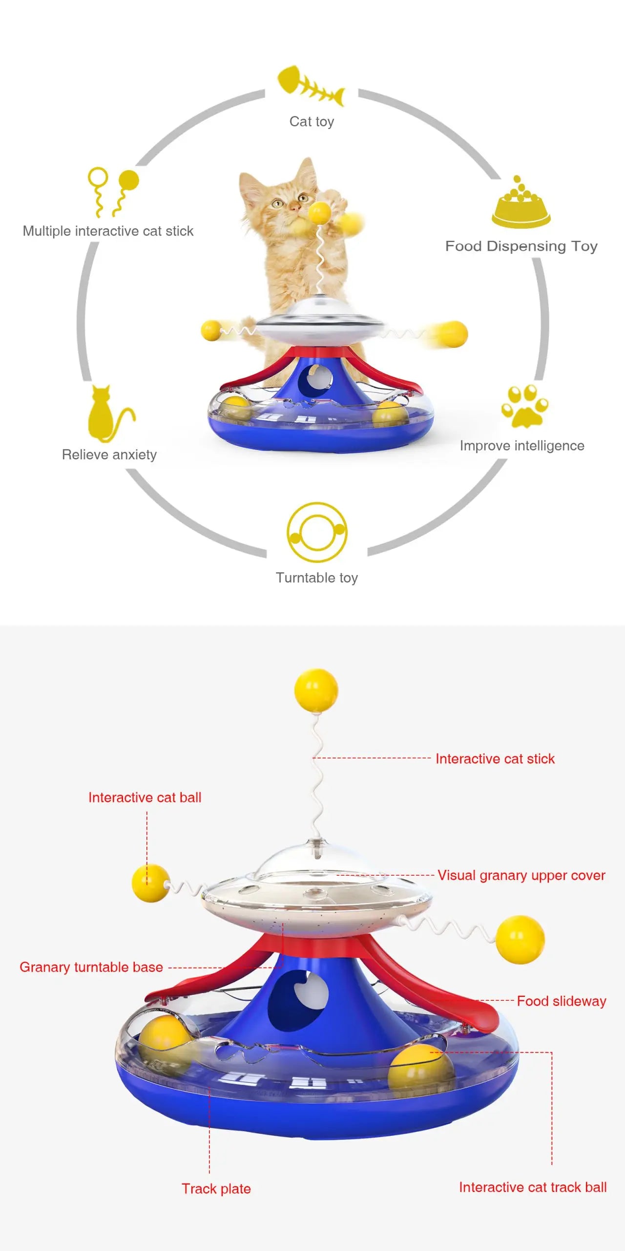 Spinning Track Balls & Feather Teaser Toy