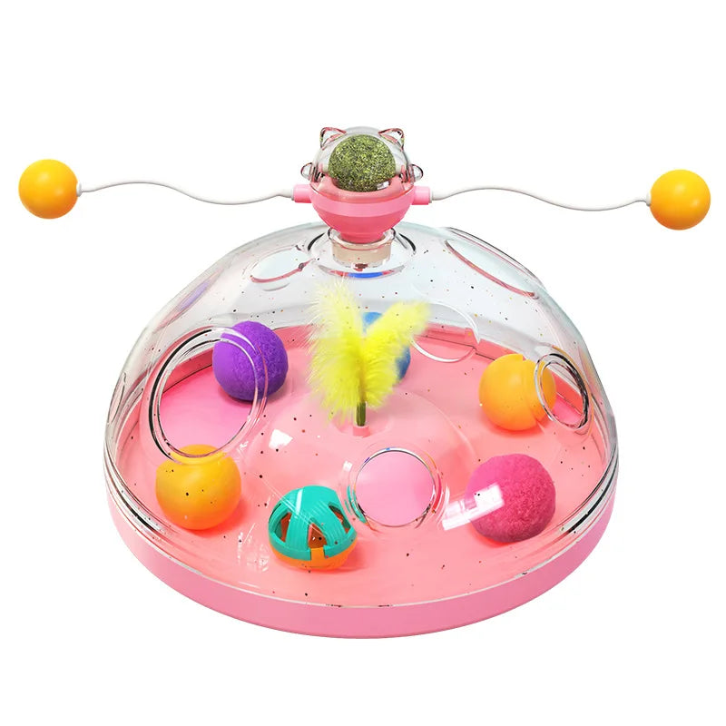 Spinning Track Balls & Feather Teaser Toy