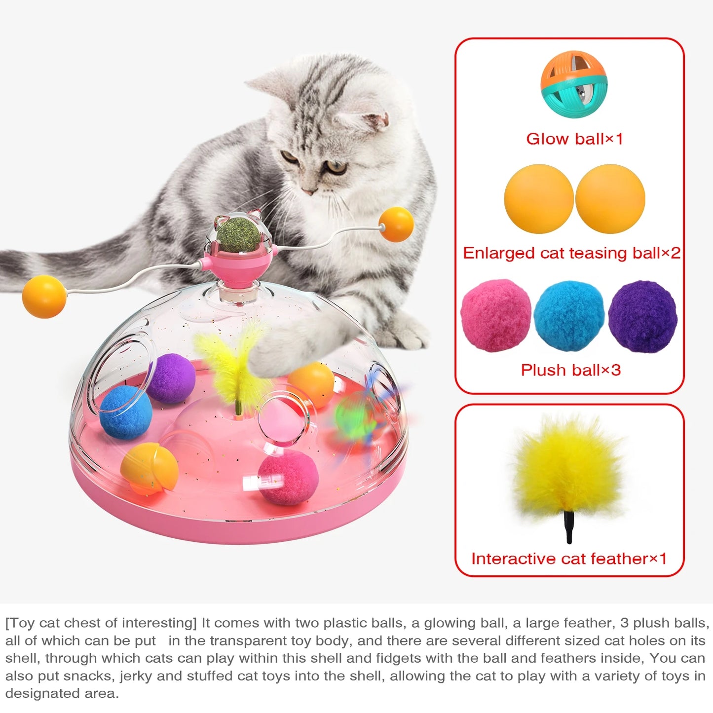 Spinning Track Balls & Feather Teaser Toy