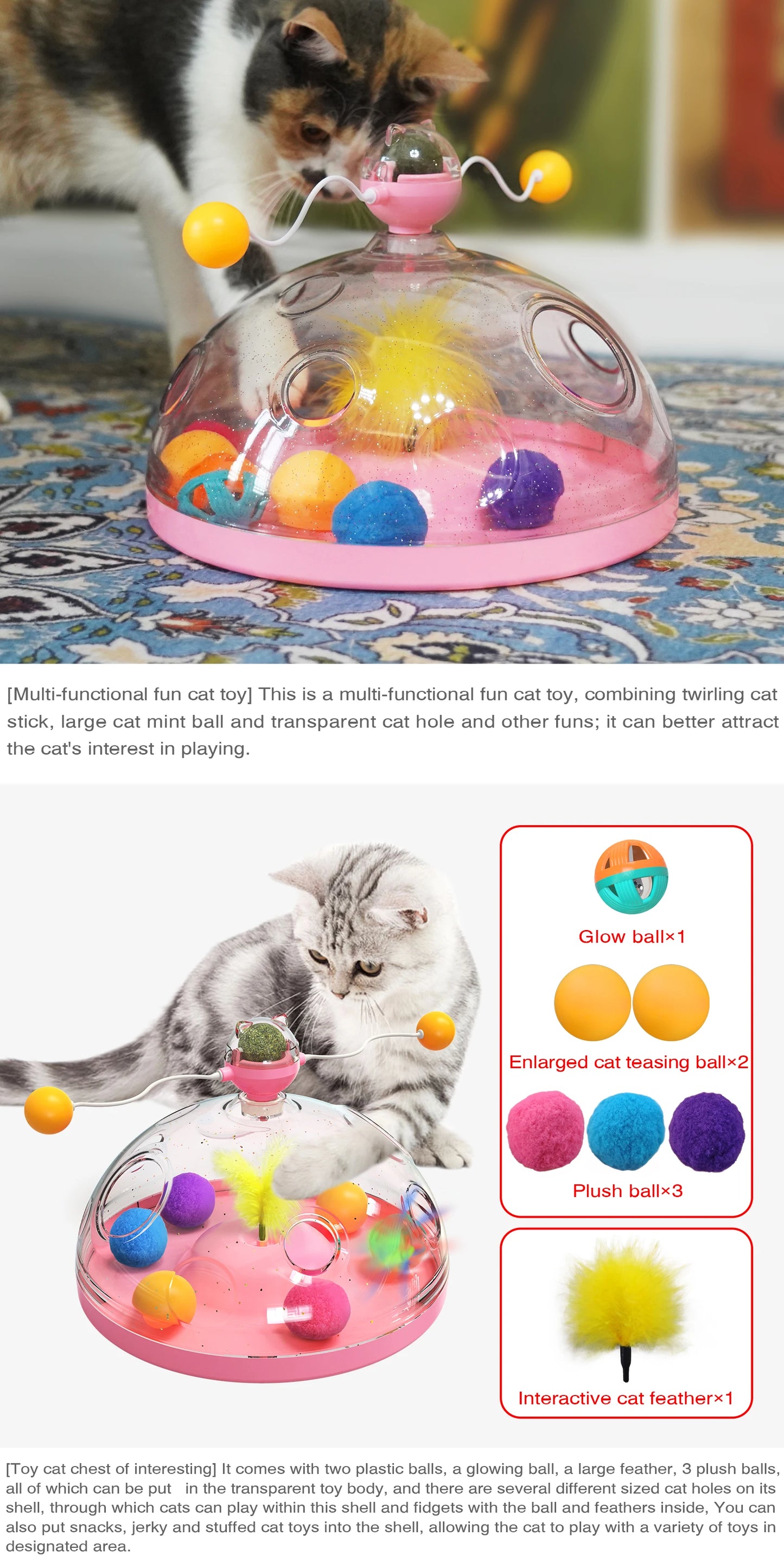 Spinning Track Balls & Feather Teaser Toy